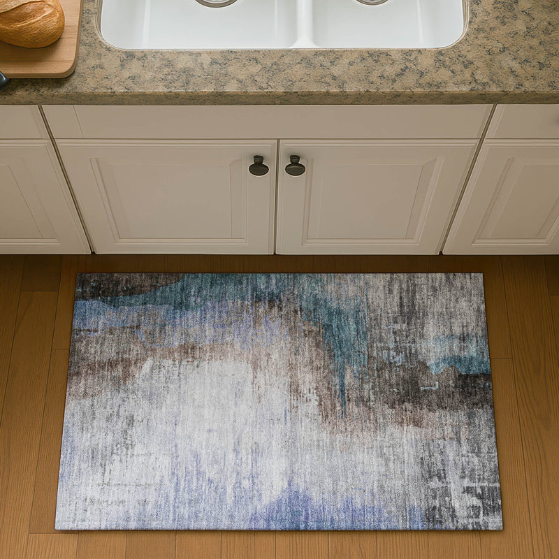 Premium Machine Washable Mayfield AMF2041 Abstract Rug, 1'8" x 2'6", Brown