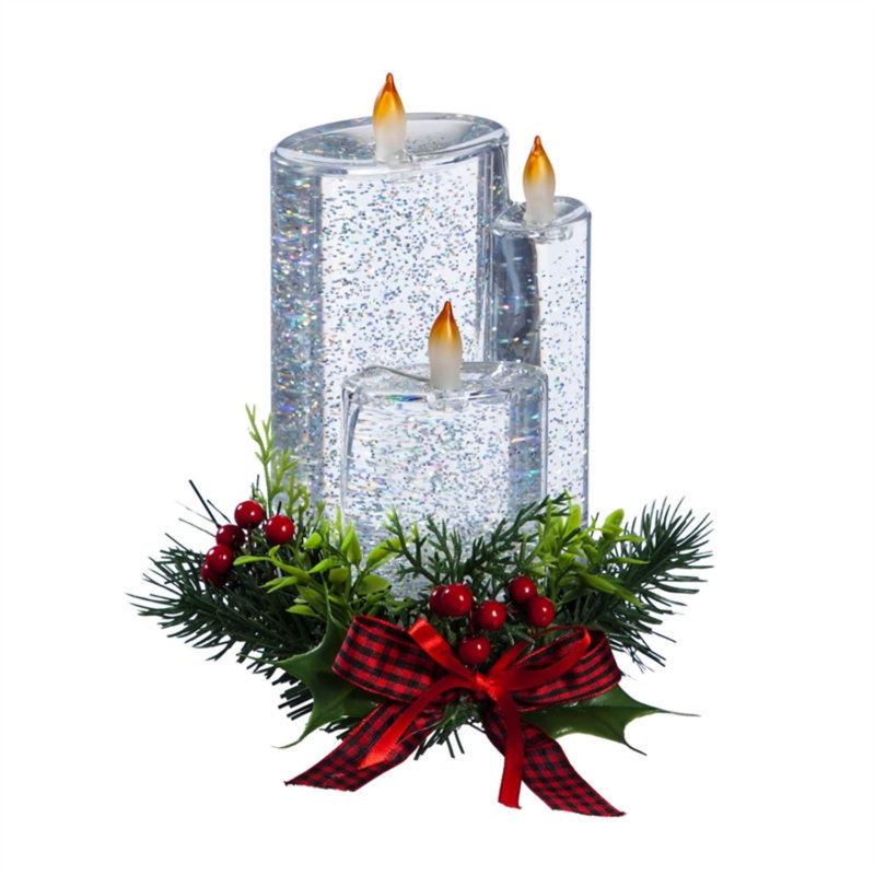 Bougie décorative à DEL avec nœuds artificiels