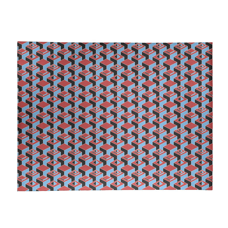 Tapis bleu/noir/rouge dark skyscrapers, Rectangle 3 pi x 5 pi