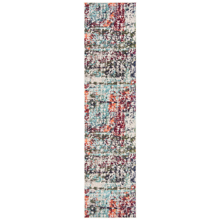 Felty Abstract Blue/Green/Orange Area Rug