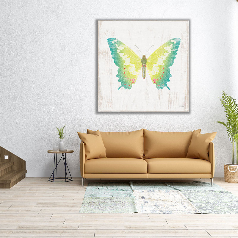 «White Barn Butterflies III», reproduction d'art sur toile, H 20 po x l 20 po