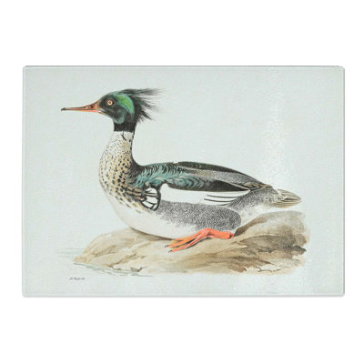 Tempered Glass Merganser Diving Duck by Von Wright Chopping Board