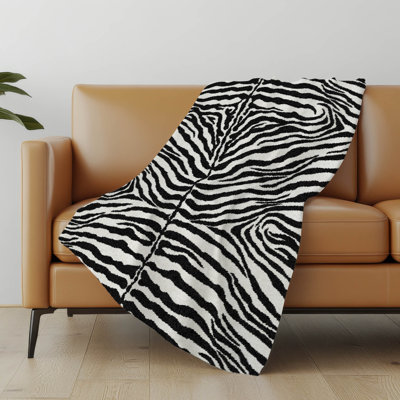 Addison Machine Washable Sherpa Zebra Throw Blanket