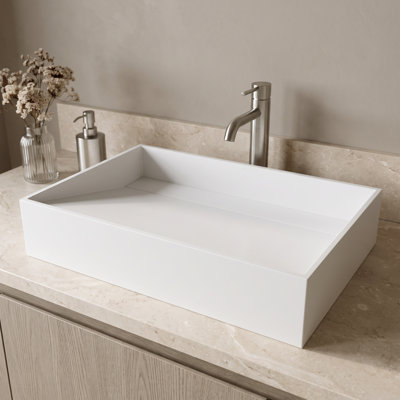 Starr 23" L x 15" W x 5" H Matte White Handmade Rectangular Vessel Bathroom Sink