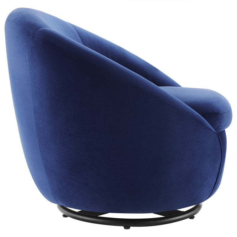 Buttercup Black Navy Performance Velvet 34" Swivel Accent Chair