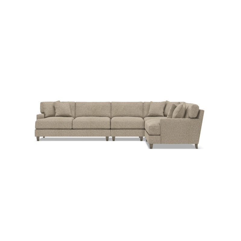 Mila Sectional, Light Brown Polyester, 33.5" H x 137" W x 107" D, Right Hand Facing