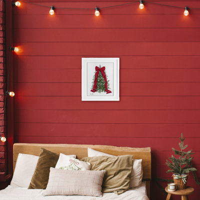 Festive Greenery with Ribbon Framed Print Under Glass, design by Sara Baker