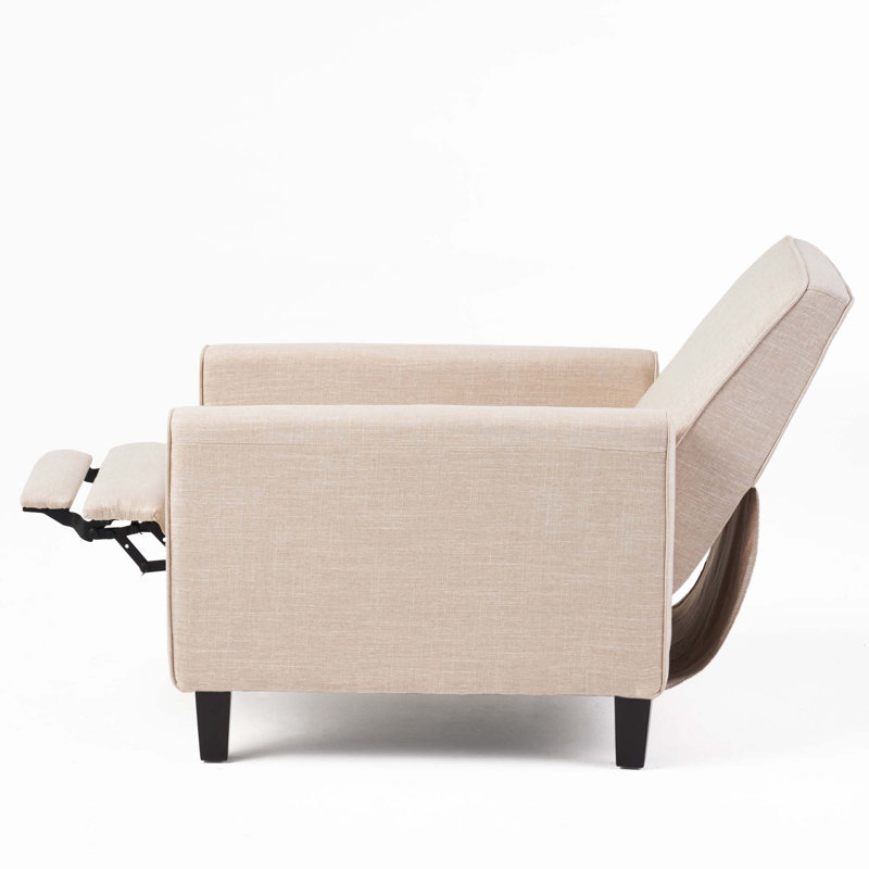 Push Back Manual Recliner Chair, Light Beige