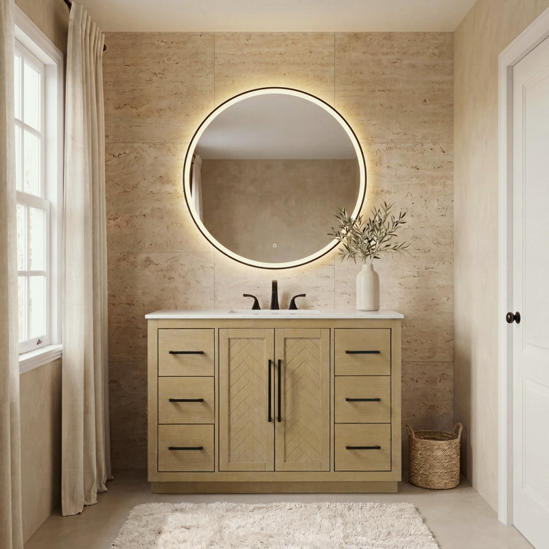 48 inch Single Bathroom Vanity, Linen Oak
