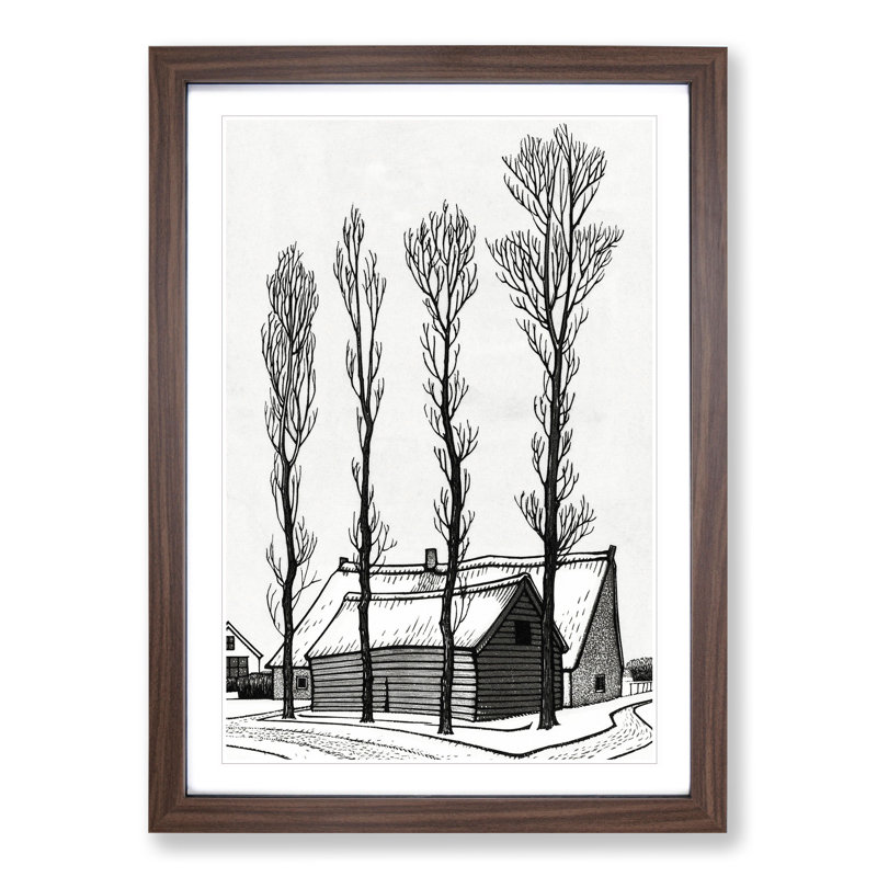 Winter by Julie De Graag - Picture Frame Painting, 36cm H x 27cm W x 2cm D, Walnut Framed