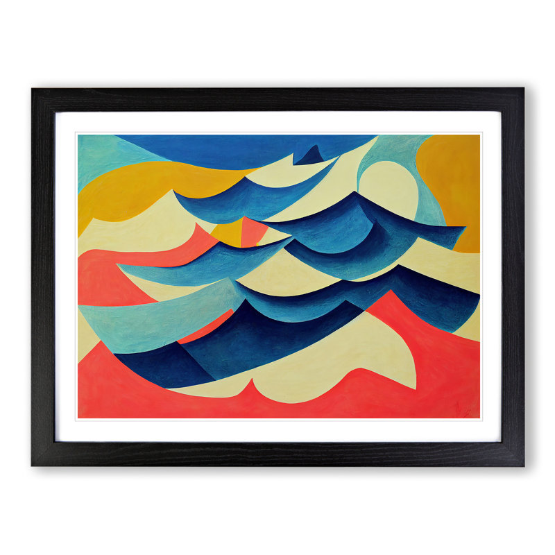 Abstract Ocean Wave Vol.4 - Single Picture Frame Print, 46cm H x 64cm W x 2cm D, Black
