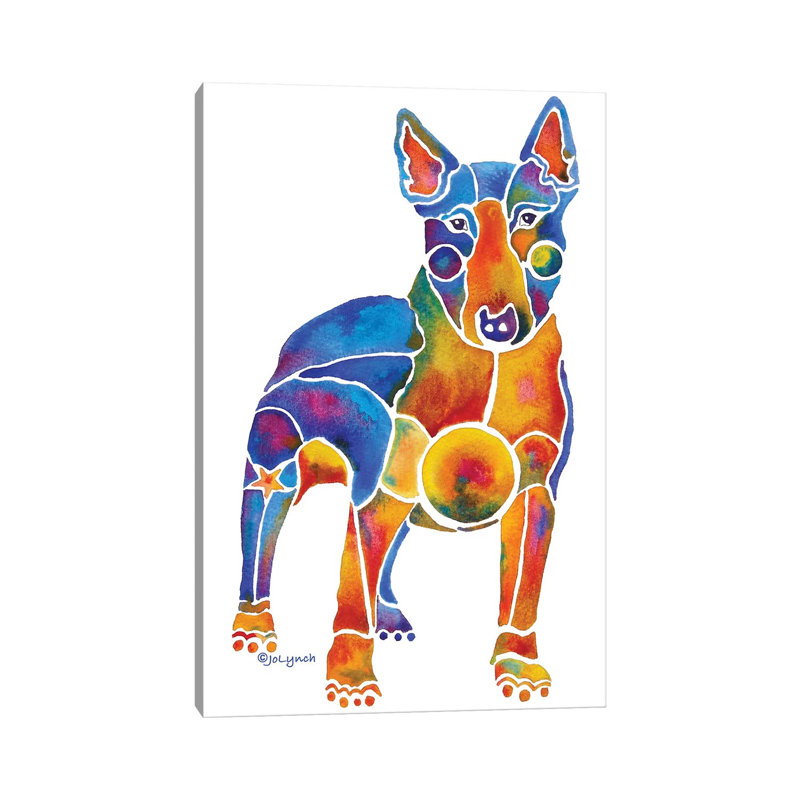 Bull Terrier Dog On White by Jo Lynch - Wrapped Canvas Print, 66.04 cm H x 45.72 cm W