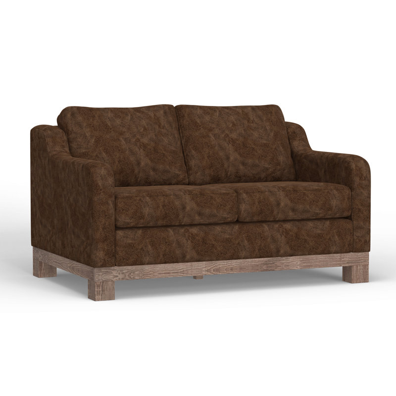 Structure et base en bois Samba, causeuse, Similicuir sicka hickory