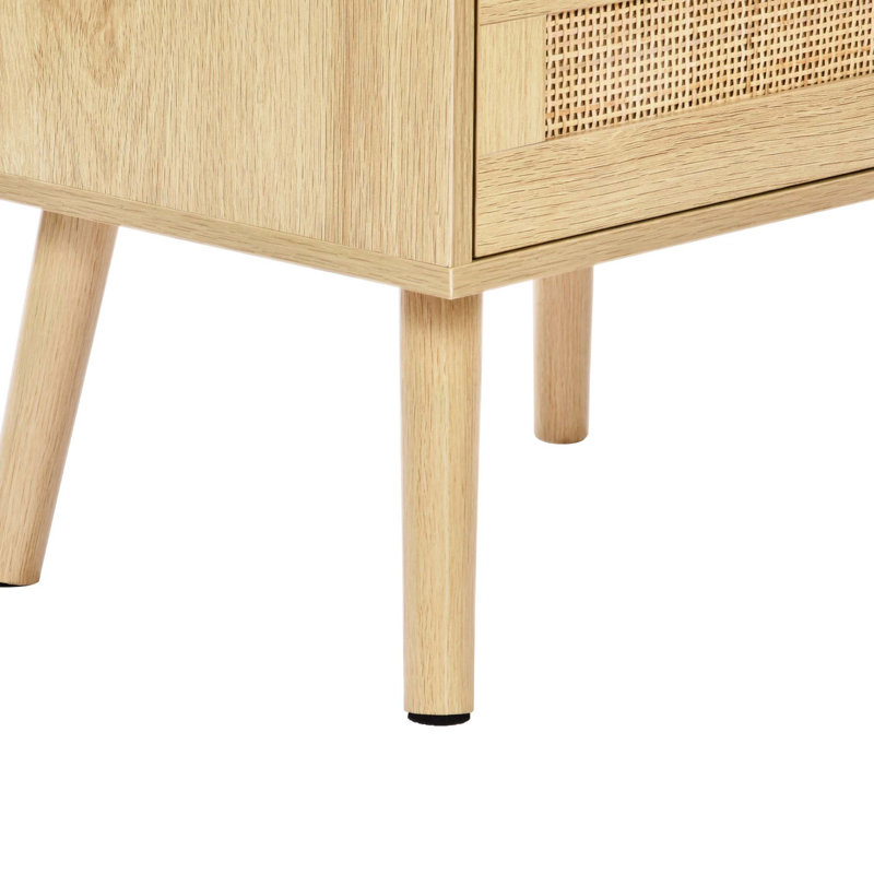 Table de chevet en rotin avec station de charge et rangement