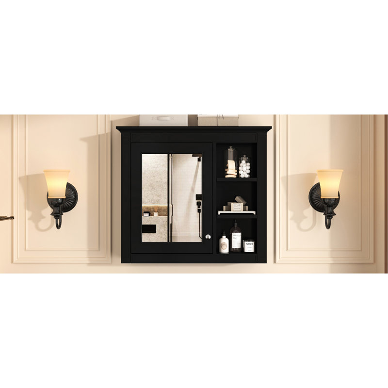 Pharmacie 30 po x 28 po avec miroir - matériaux et rangement de salle de bain moderne et polyvalent, Noir