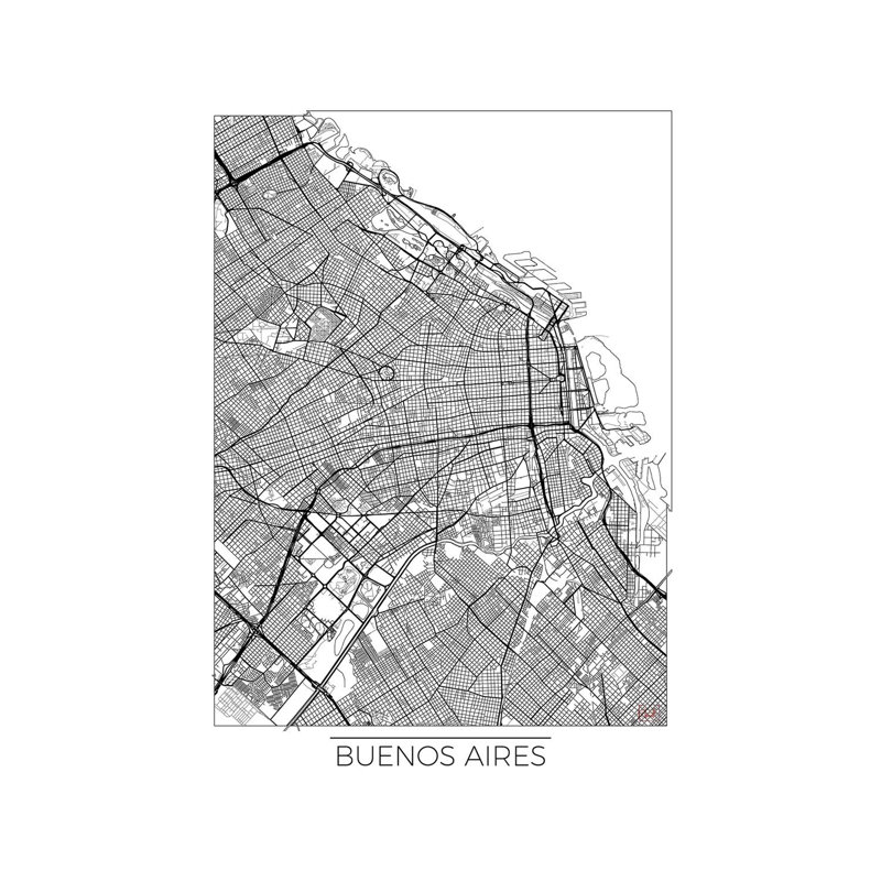 Buenos Aires Minimal Urban Blueprint Map by Hubert Roguski - Wrapped Canvas Print, 20.32 cm H x 30.48 cm W