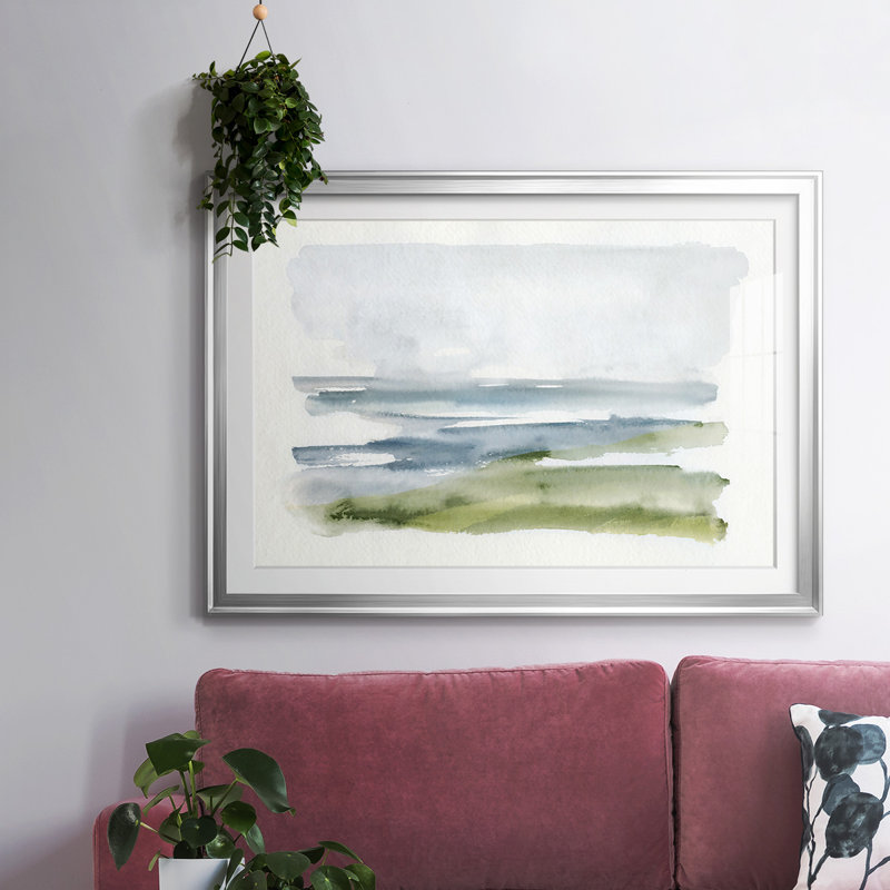Coastline Splash avec cadre en I et cadre biseauté mat et verre, Argent, H 19 po x l 27 po x P 1,5 po