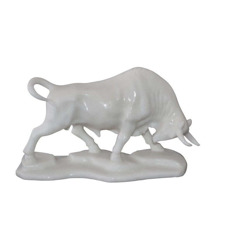 Dimensions du taureau Wall Street en marbre blanc: 11 po x 5 po x H 7 po