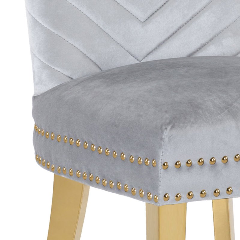 Chaise à oreilles Escalera, Gris clair, Or
