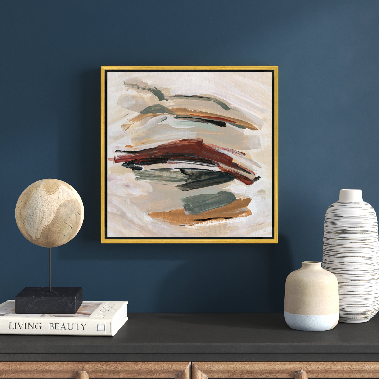 Carmina "Spring Shadows" Painting by Susan Jill, Gold , 17.5" H x 17.5" W