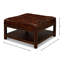 Repose-pieds carré vintage en cuir véritable avec rangement 36 po