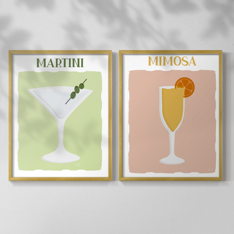 Martini - reproduction encadrée de qualité supérieure - prête à être accrochée - aucun clou requis - aucun clou requis, Doré