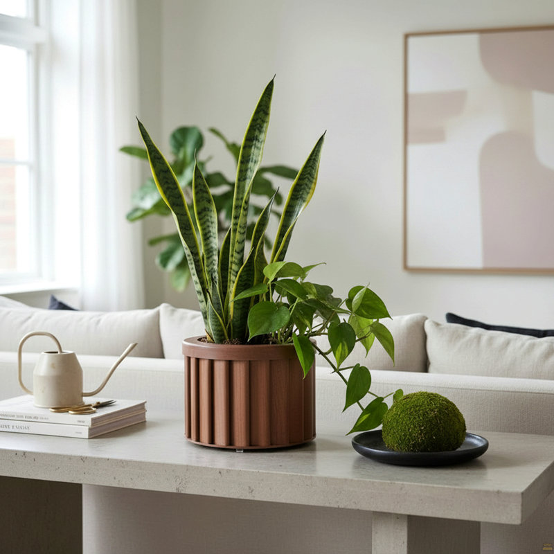 Pot rond Strata MD - brun foncé