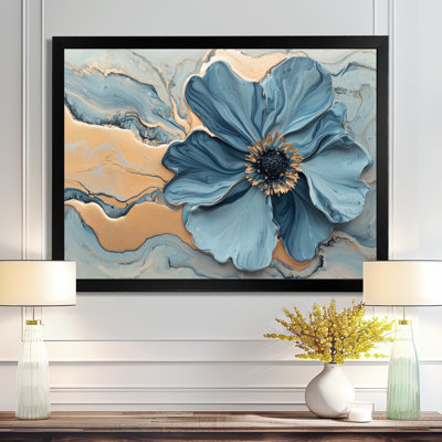«Jacouri Geramium Marble In Golden Blue II», reproduction sur toile encadrée