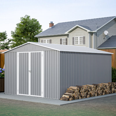 10 ft. W x 12 ft. D Outdoor Metal Storage Shed Foundation Kit Included