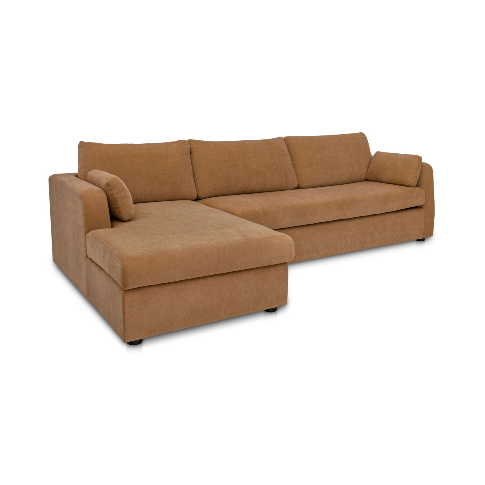 Sofa Bed with Storage Chaise, Brown Polyester, Left Hand Facing