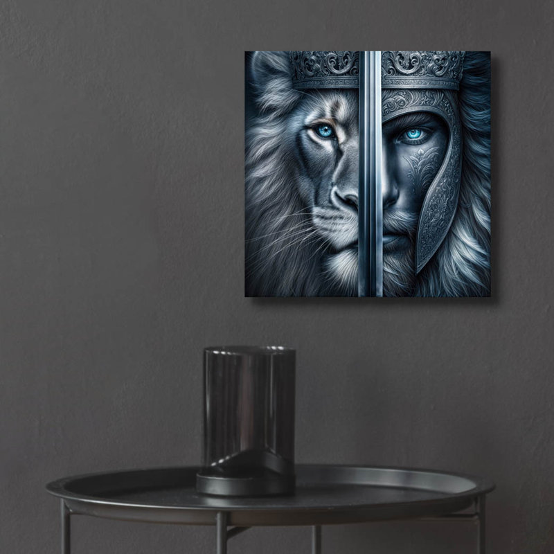  «Lion Warrior» par Rey Klimt, art mural en verre acrylique, 12 po x 12 po
