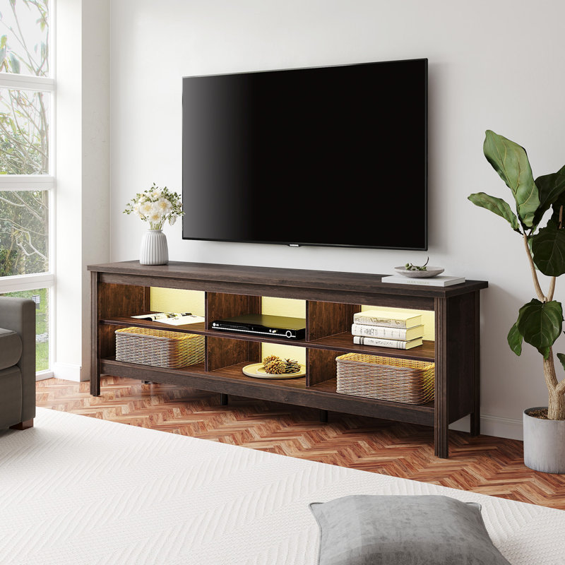 Meuble télé pour téléviseur de 75 po ou moins Ashae, Espresso / jaune