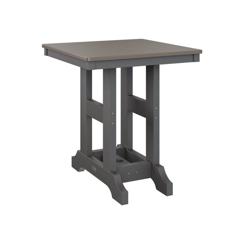 Table de bar d'extérieur carrée Garden Classic, Bronze martelé, Gris fumée, H 35,5 po x l 28 po x P 28 po
