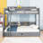 Twin Over Full Bunk Bed With Shelves, LED And Drawer-508588822
