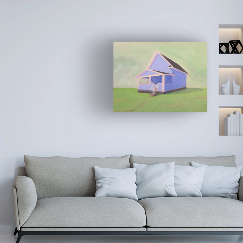 Art sur toile, Maison bleue, H 14 po x l 19 po