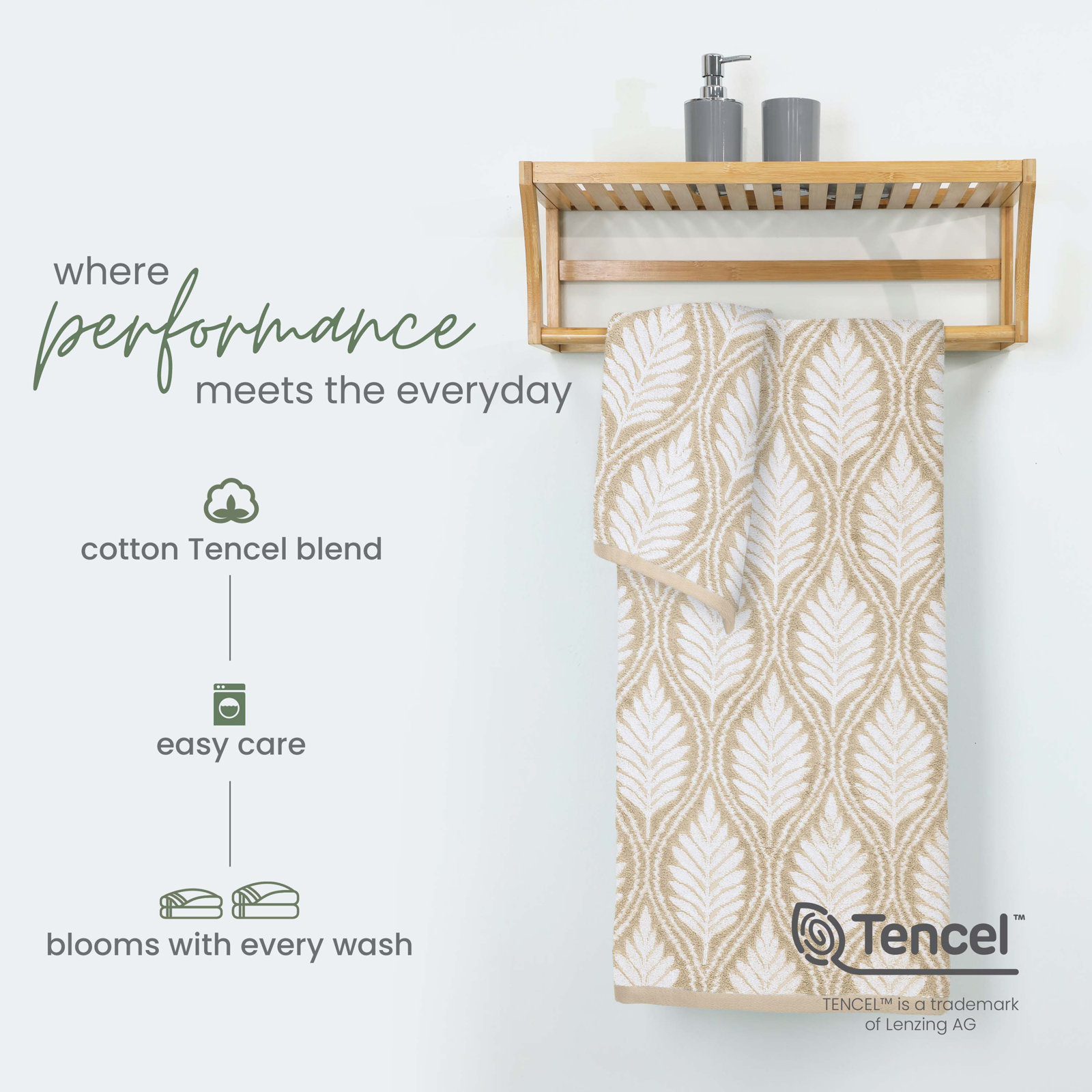 Branden Bath Towel, Fern Ogee Sand