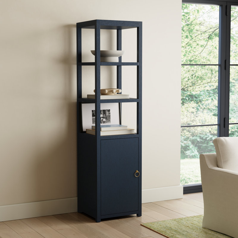 Elin 70" H x 18" W Etagere Bookcase, Navy Blue