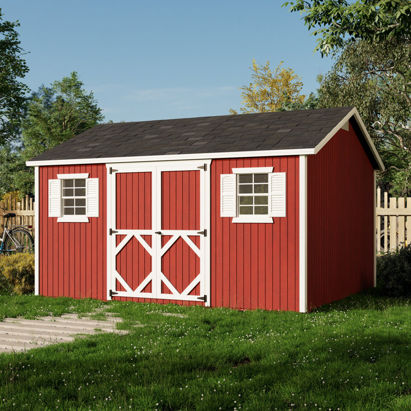 Classic Workshop Outdoor Wood Storage Shed, 12' x 14', Yes