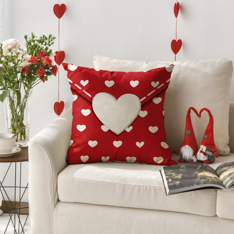 Coussin décoratif pour la Saint-Valentin, housse de coussin décoratif, cœur, rouge, anniversaire, housse de coussin de mariage pour canapé