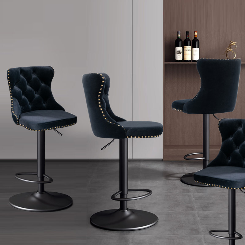 Tabouret pivotant à hauteur réglable Kosten, Noir, noir, noir, noir