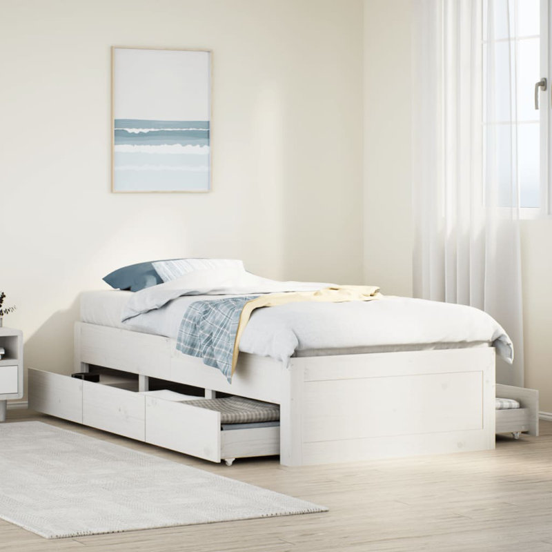 Volney Solid Wood Storage Bed, Single (3'), White