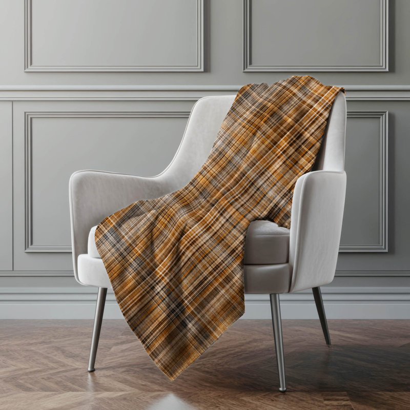 Addison Machine Washable Sherpa Plaid Throw Blanket, Terracotta
