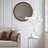 30" Round Carved Wooden Frame Accent Wall Mirror, Brown Decorative Mirror for Bathroom Vanity, Modern Farmhouse Hanging Wall Decor-1510695506
