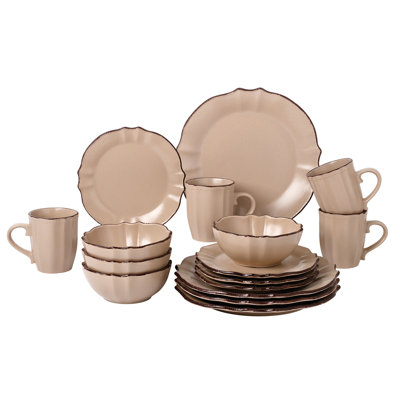 16 Piece Porcelain China Dinnerware Set - Service for 4