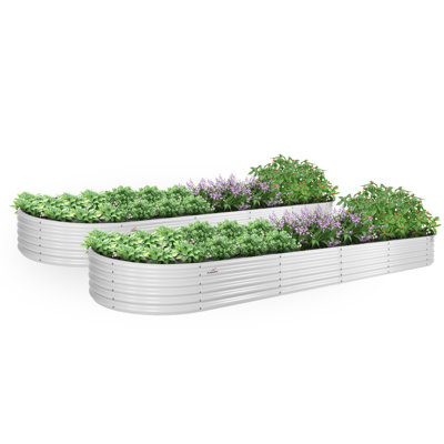 Jardinière ovale extra large en métal 12 x 3 x 1,5 pi (gris quartz)