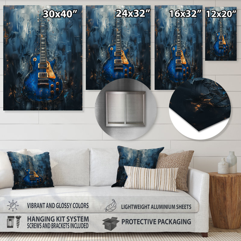 Décoration murale déesse de la guitare bleue - musique Jazz, Métal métal, 40" H x 30" W