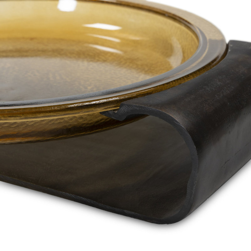 Runa Decorative Bowl, Amber/Distressed Bronze