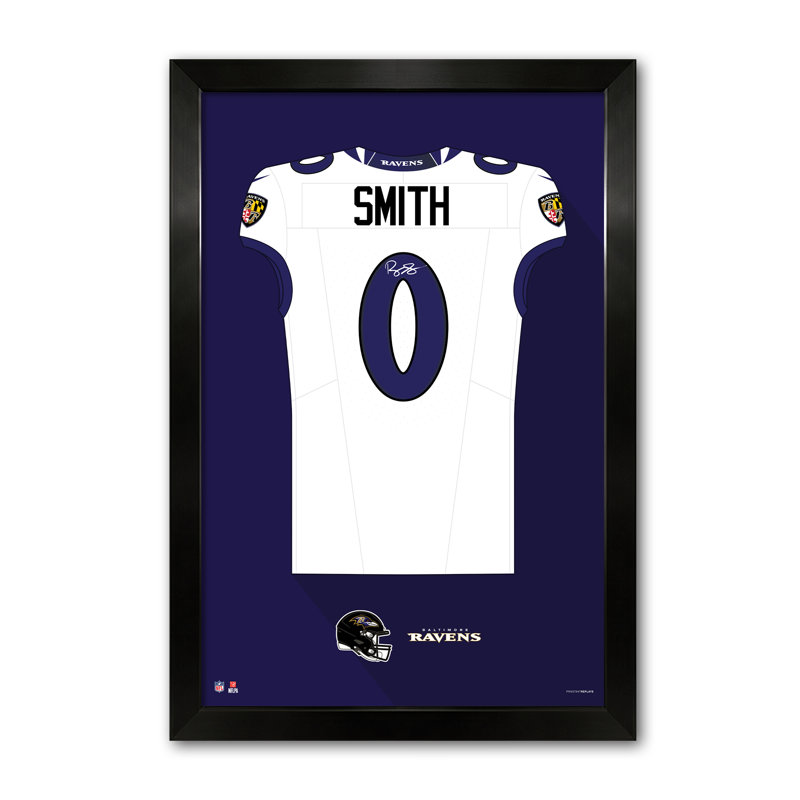 Chandail encadré NFL-PA des Ravens de Baltimore, Roquan Smith, numéro 0, blanc, 35,5 x 51 cm (14 x 20 pouces)., Roquan Smith