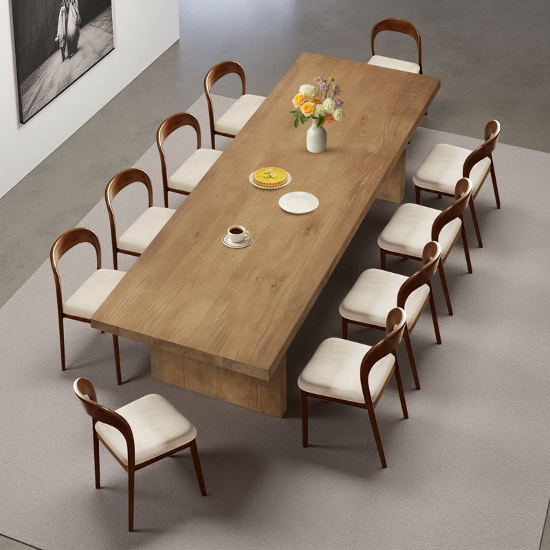 Ensemble de grande table de salle à manger et chaises pour 10 personnes en bois massif, H 29,53 po x l 110,24 po x P 47,24 po