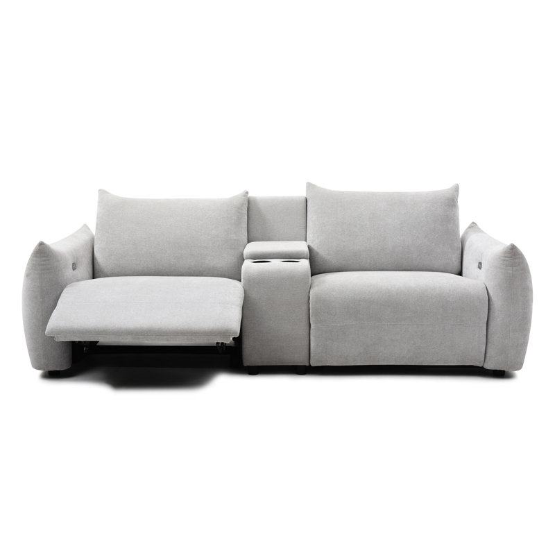 Canapé Power Lift avec 2 porte-gobelets et rangement - Lin gris revêtu pour le cinéma maison